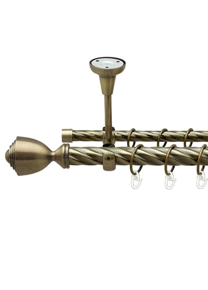 Карниз Палаціо металевий дворядний відкритий до стелі скручена труба Антик 25\16 мм 200 см (00-00019011) ORVIT (300691138)