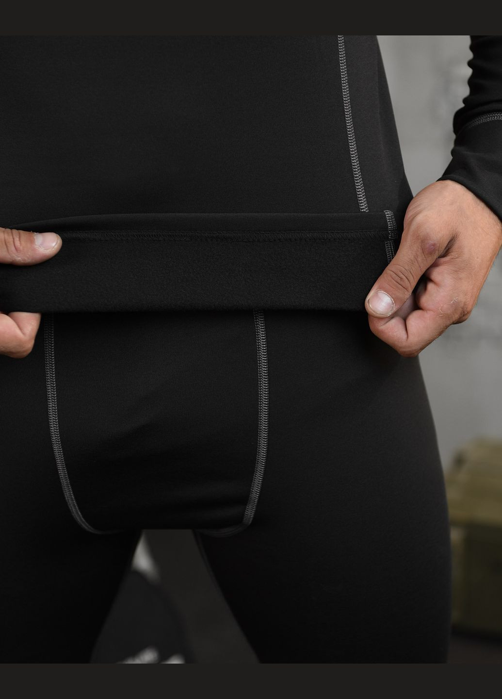 Мужское зимнее термобелье на флисе черное No Brand (302089849)