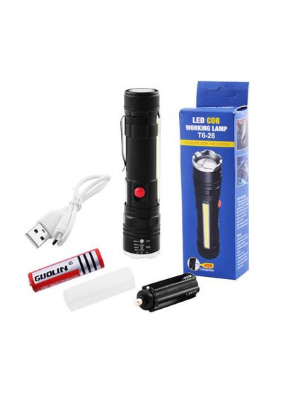 Ударопрочный водонепроницаемый фонарь T6-26+T6+COB, Мощные SL-501 поисковые фонари Police (352769378)