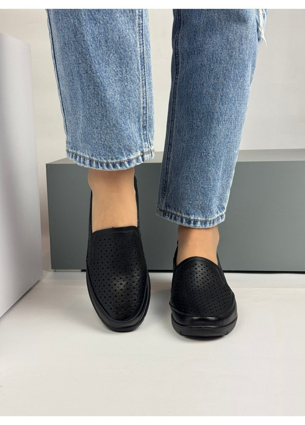 Черные 354 мокасины черные кожаные VIKA
