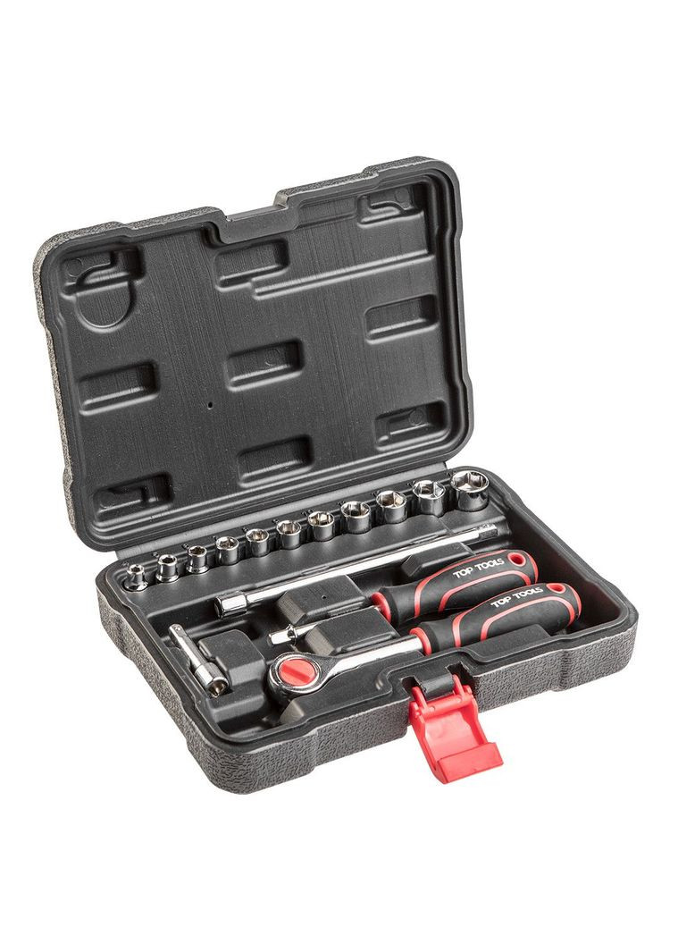 Набор инструментов (15 предмета) торцевые головки с трещоткой (25358) Top Tools (327874566)