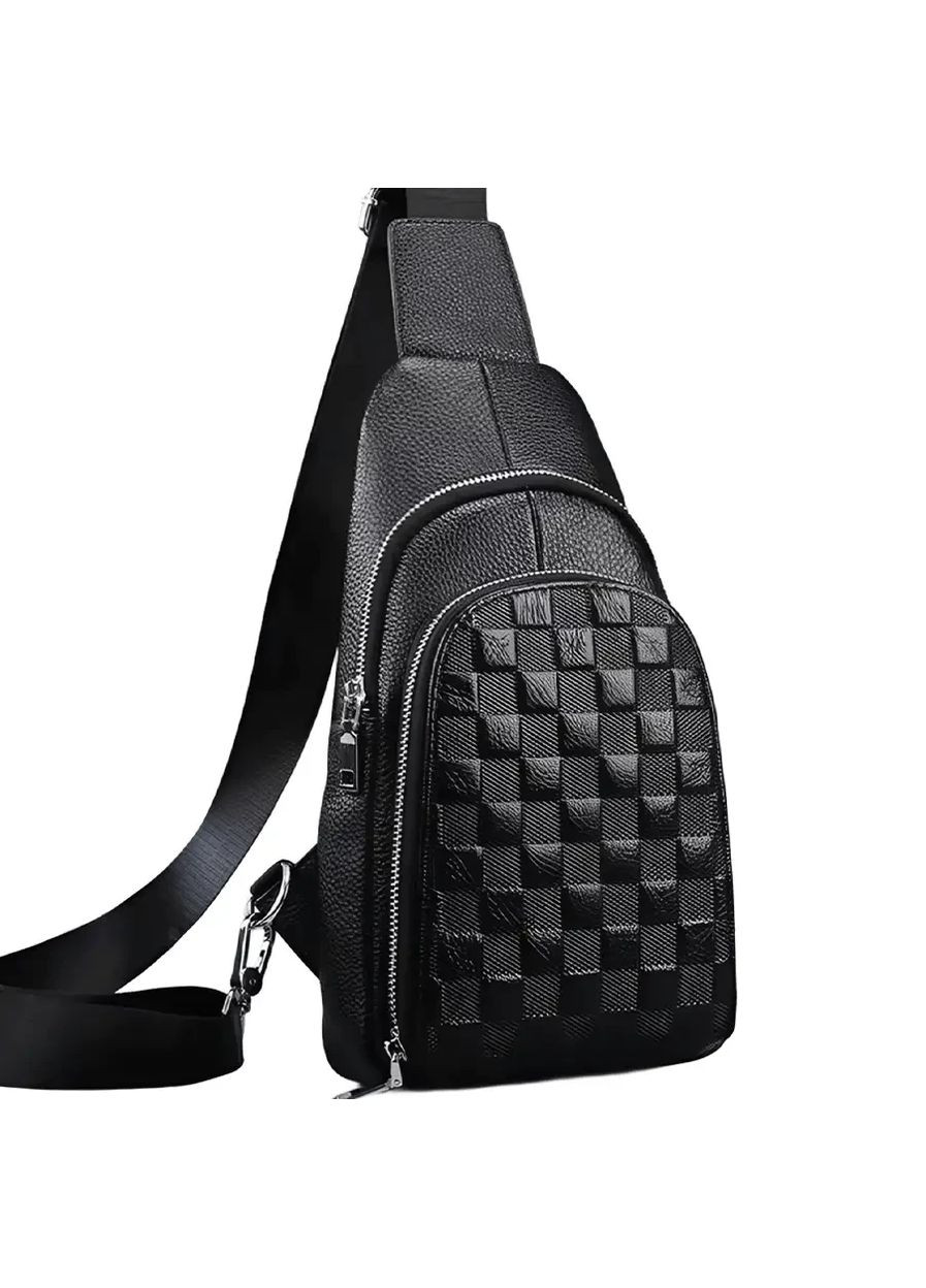 Чоловічий рюкзак на одне плече 18х31х6, шкіряний слінг, чорний Tiding Bag (371685591)