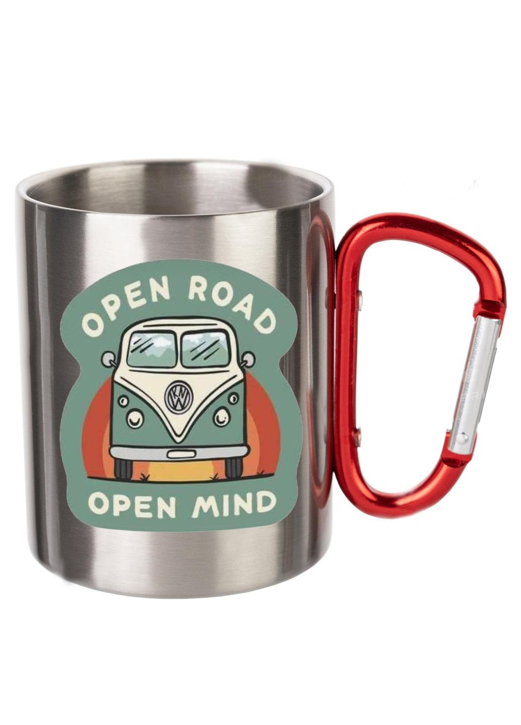 Кружка металева з карабіном (red) туристична 300 мл #0013 silver No Brand (316121614)