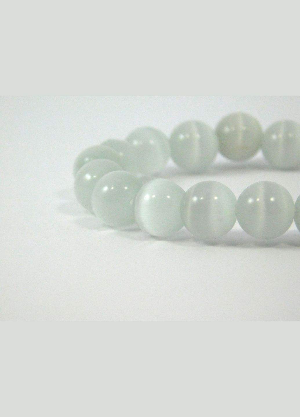 Браслет Кошачий глаз 10 мм белый 21 Fursa fashion (322313581)