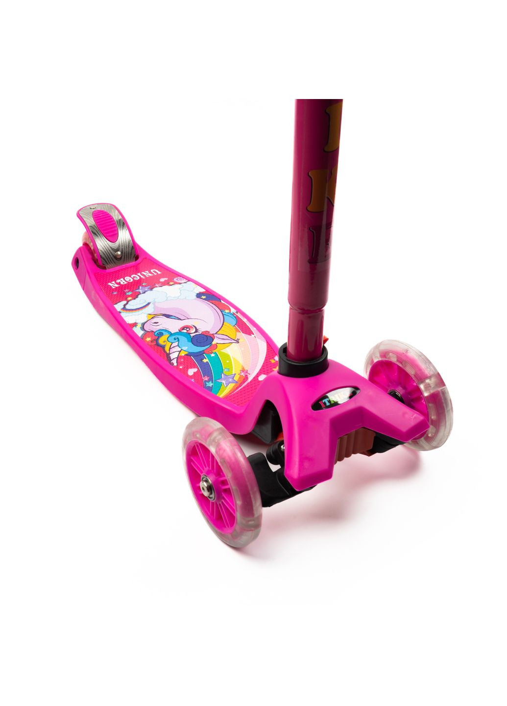Самокат дитячий триколісний MAXI JR 3-055-1-BP1 зі світними колесами, кермо 79-88см, Рожевий iTrike (317590518)