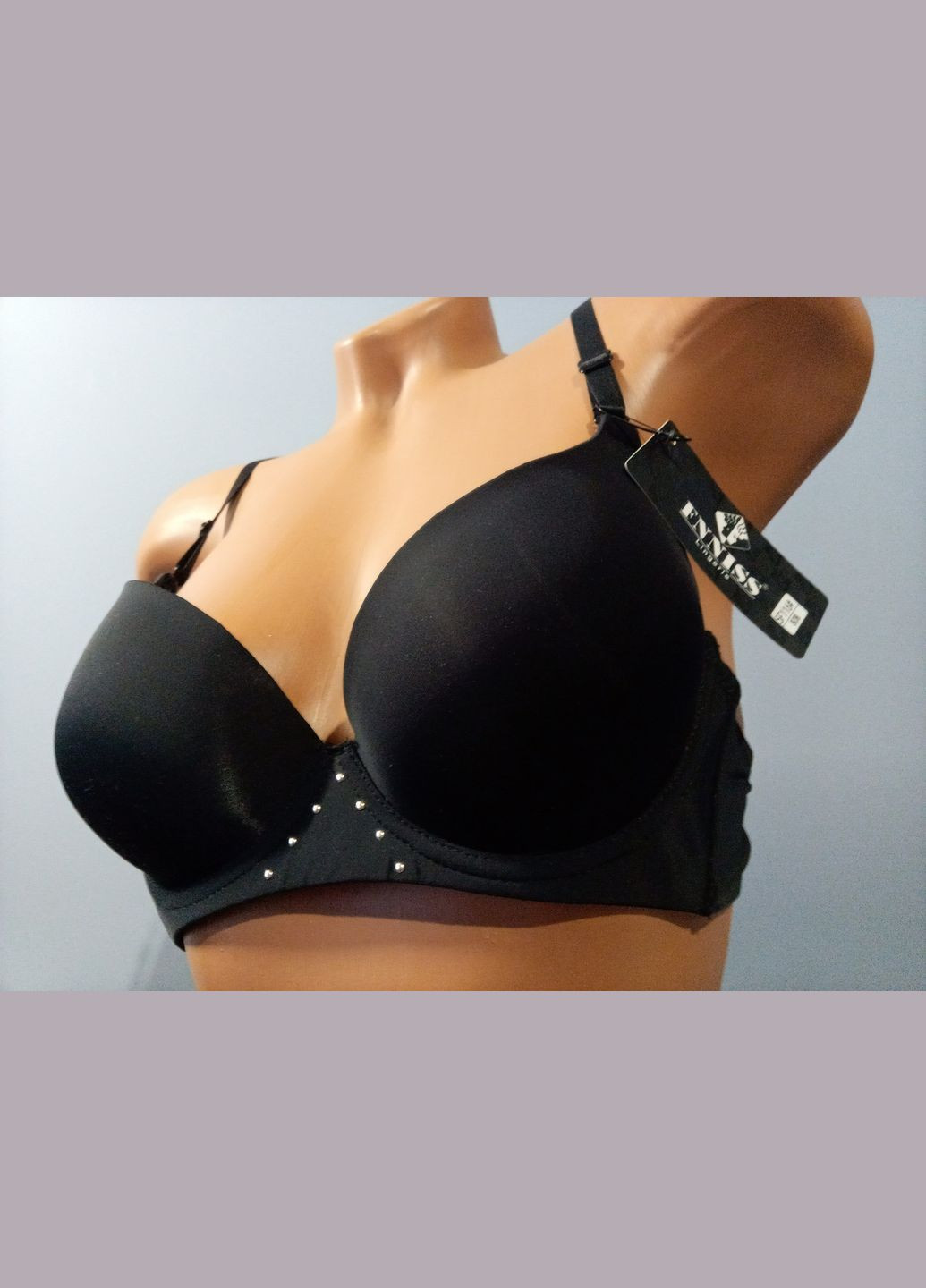 Чорний бюстгальтер чашка b на тонкому поролоні чорний FNNISS з кісточками