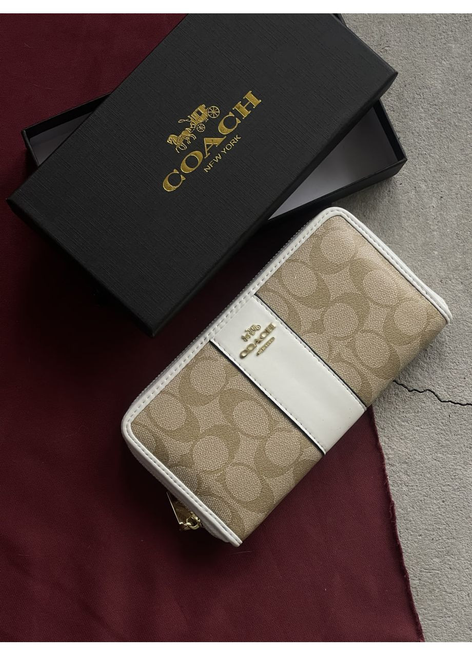Гаманець Coach великий з полоскоюм молочний No Brand (366280504)