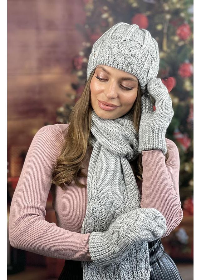 Жіночий комплект Камелія - шапка, шарф, рукавиці Braxton (360506724)