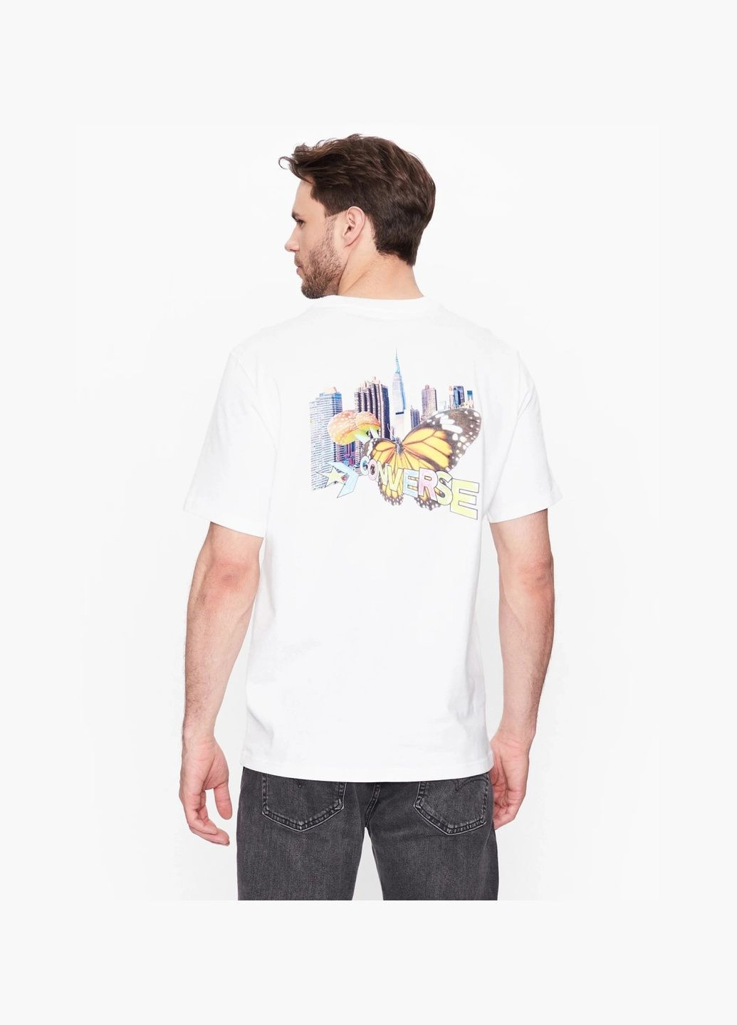 Белая мужская футболка city butterfly tee beach stone white 10024616-102 Converse