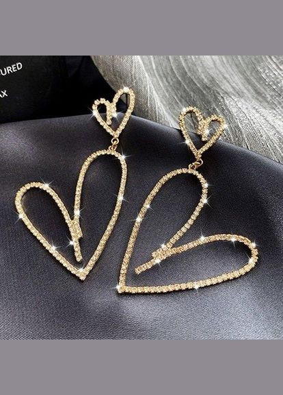 Крупные серьги в стразах сердце-4193 Fashion Jewelry (336949916)