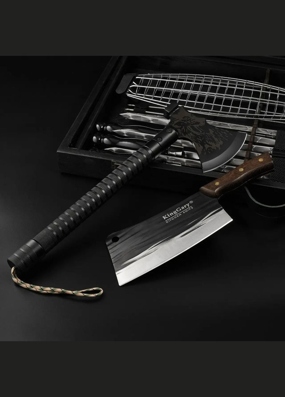 Подарунковий шашличний набір—стіл "Grills G17S" Чорний | Набір для подарунку чоловіку Handmade G017S (347645094)