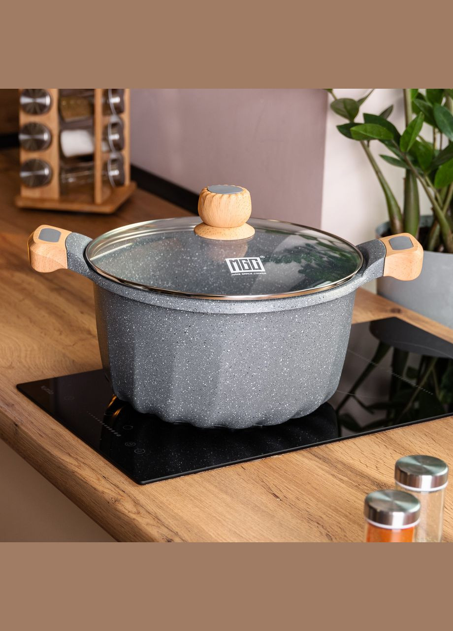 Кастрюля алюминиевая с антипригарным покрытием 8 л, серый MGC (322771221)