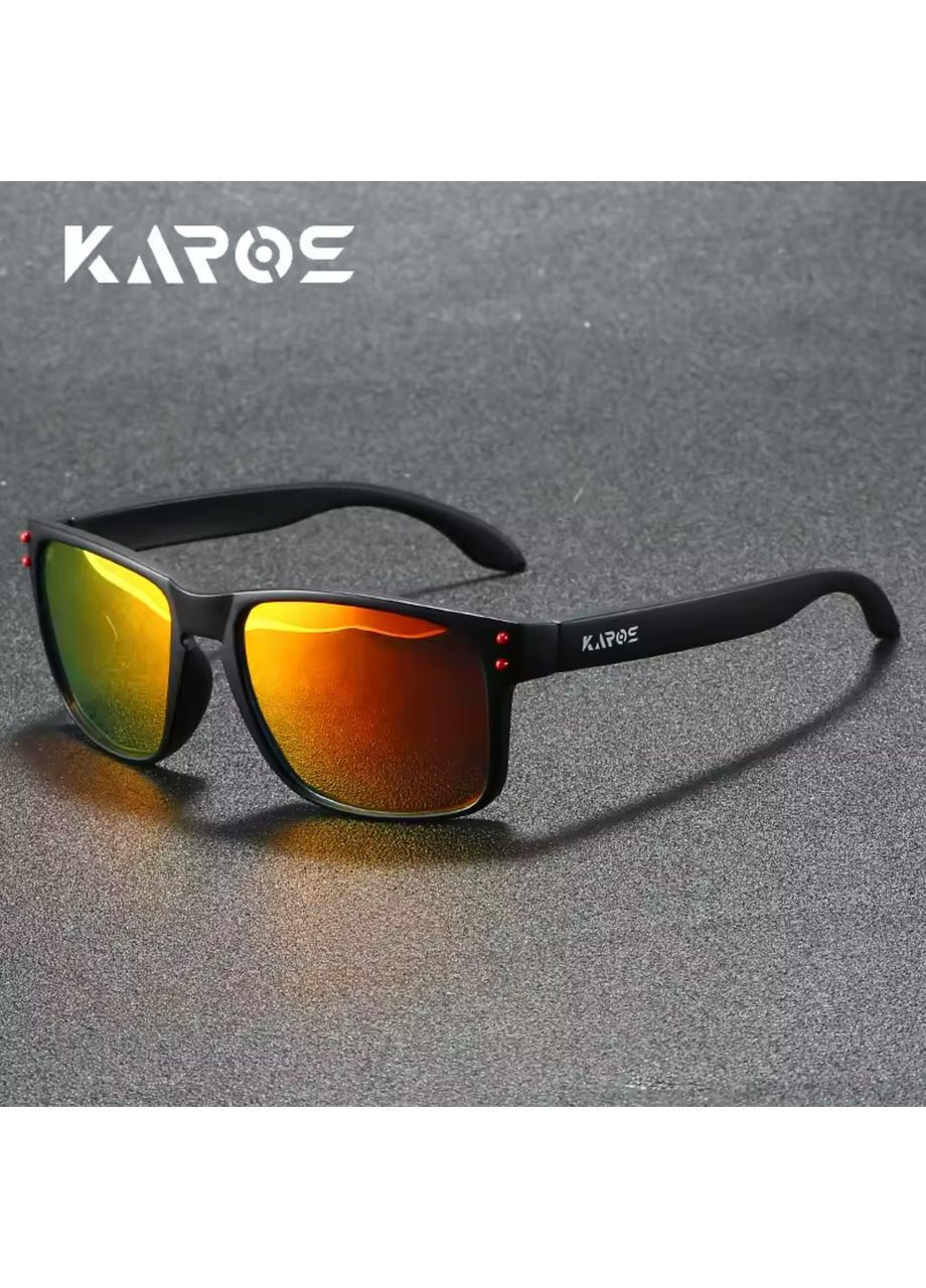 Мужские солнцезащитные поляризационные очки UV400 Karos Фотохромные очки для водителя Черные с красными зеркальными линзами No Brand (370169348)