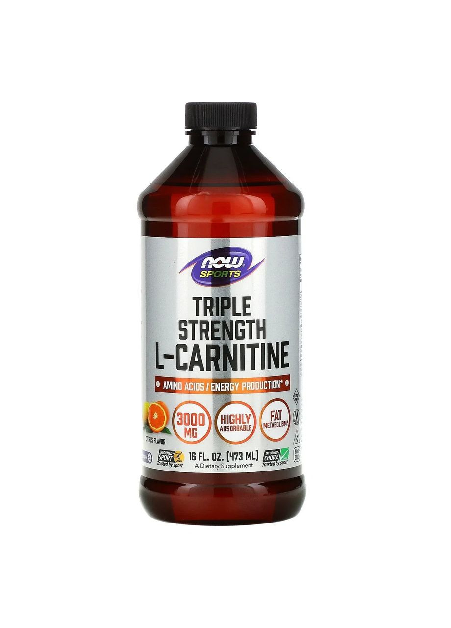 Карнитин жидкий цитрусовый (L-Сarnitine) 3000 мг 473 мл Now Foods (361349307)