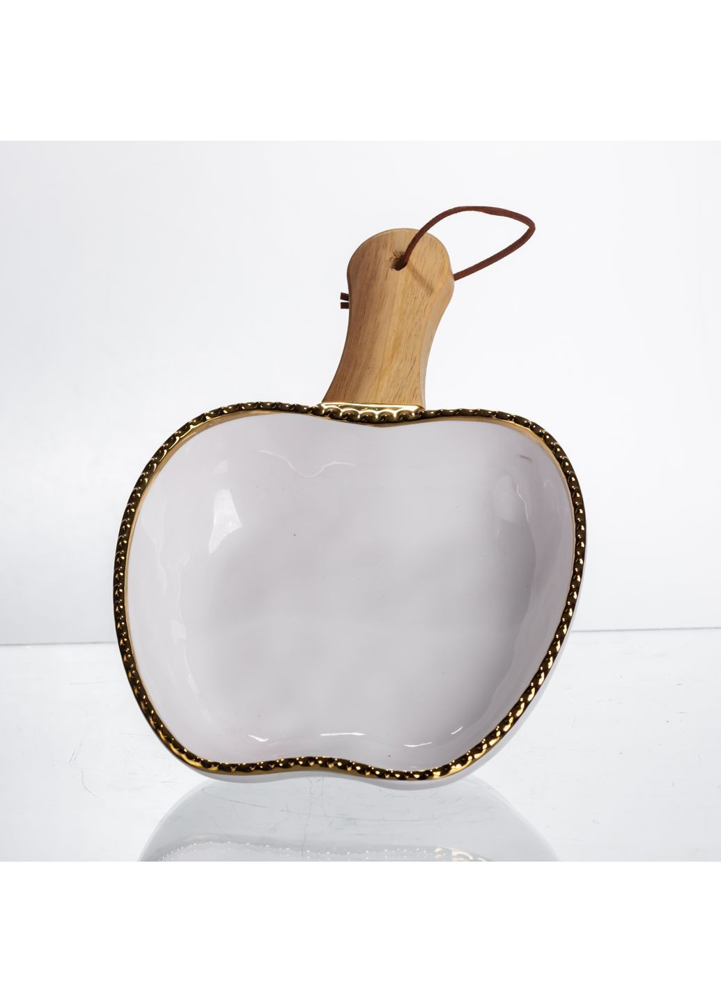 Миска сервировочная фарфоровая 400 мл с деревянной ручкой, золото ZJH-14-1 No Brand (366830618)