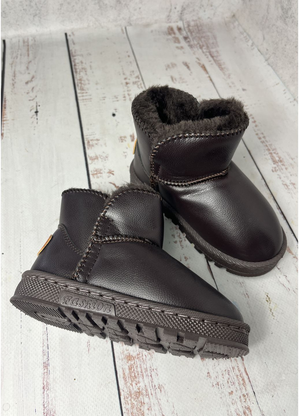 Темно-коричневые угги зимние детские темно-коричневый (393) G&S