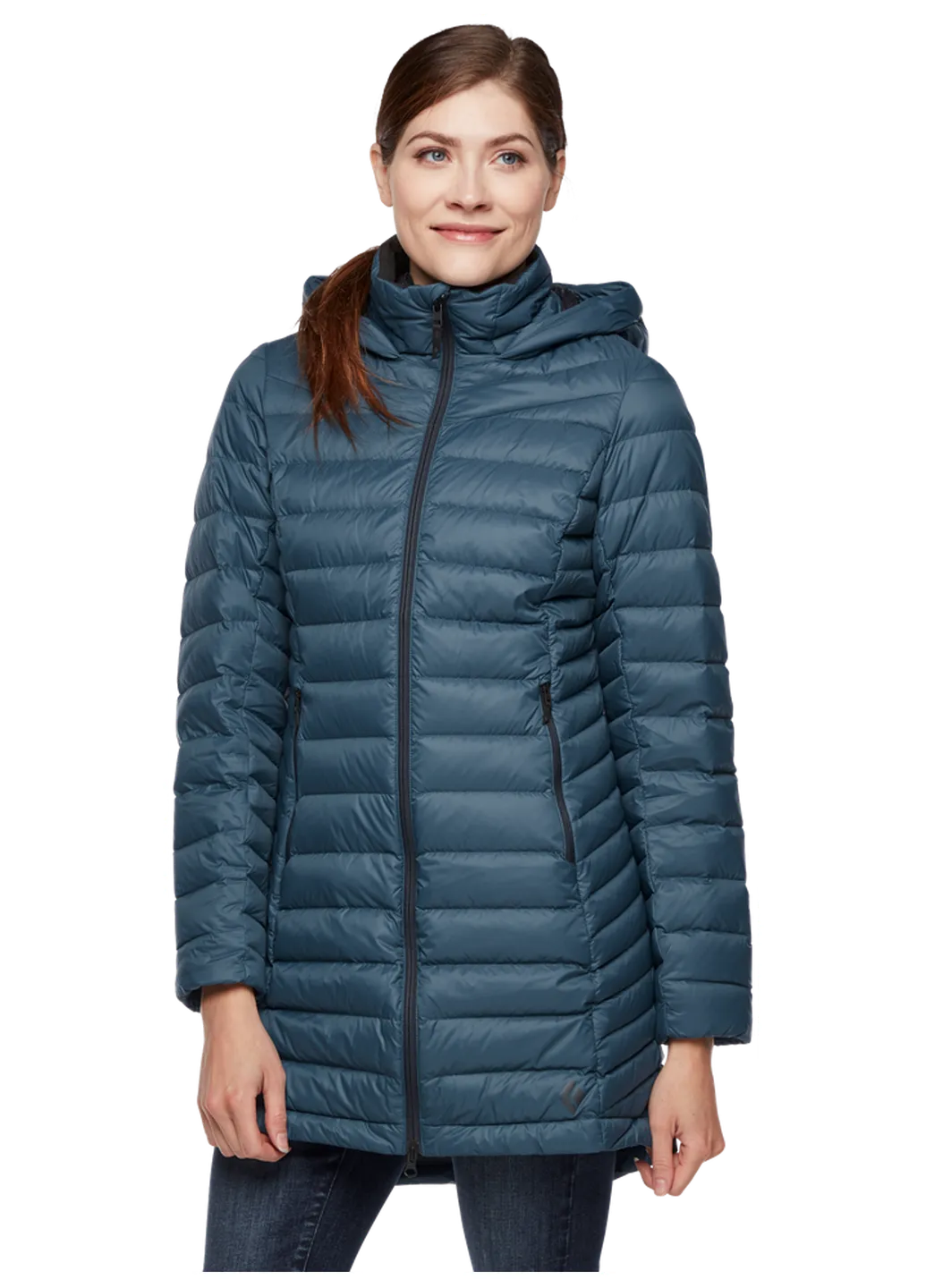 Синяя зимняя женская зимняя пуховая парка w access down parka, azurite, Black Diamond