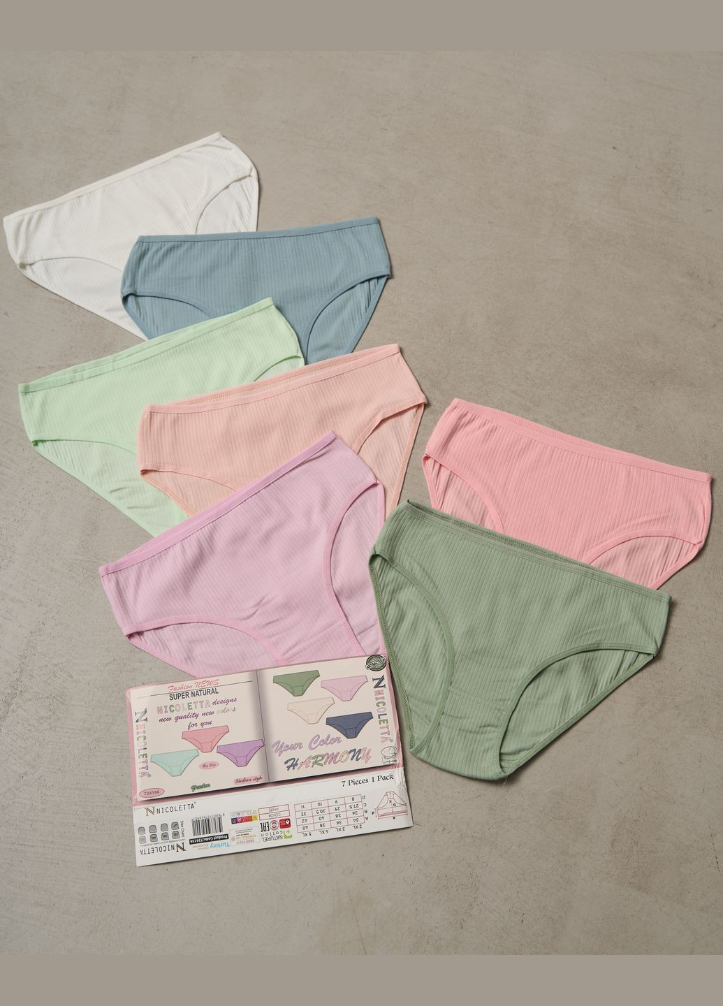 Набір жіночих трусиків недільок батал у рубчик Nicoletta (301987386)