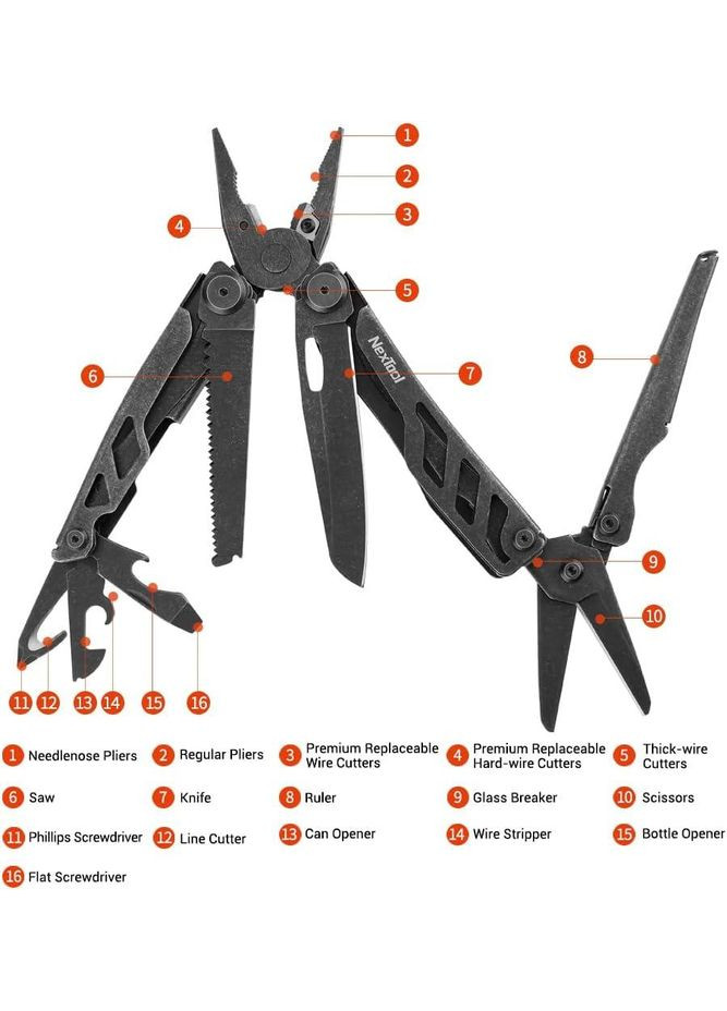 Мультитул NexTool Flagship Pro NE20240 з фіксатором леза ножа та пили, Dark Xiaomi (335021045)