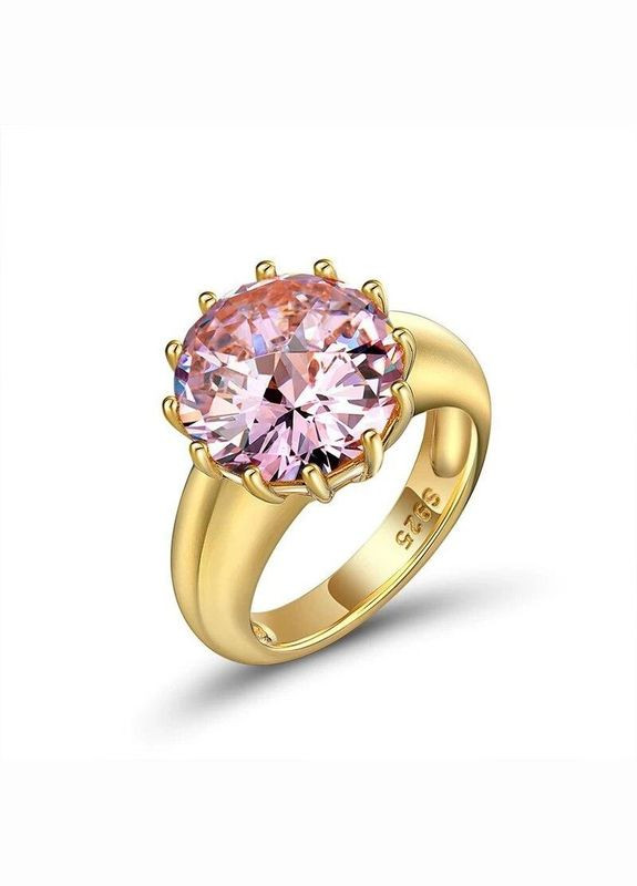 Каблучка жіноча медичне золото обручка обручка з рожевим каменем великим фіанітом р. 18 Fashion Jewelry (285110632)