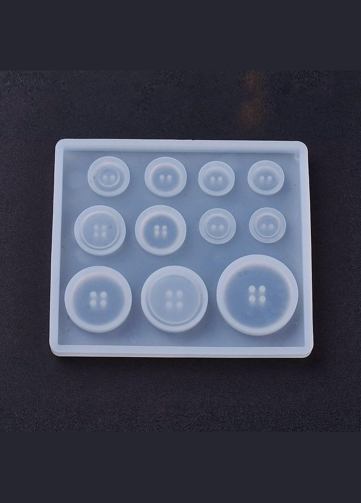 Форма для епоксидної смоли Молд круглі гудзики Білий Силікон 89 мм x 78 мм х 6.5 мм Finding (316249161)