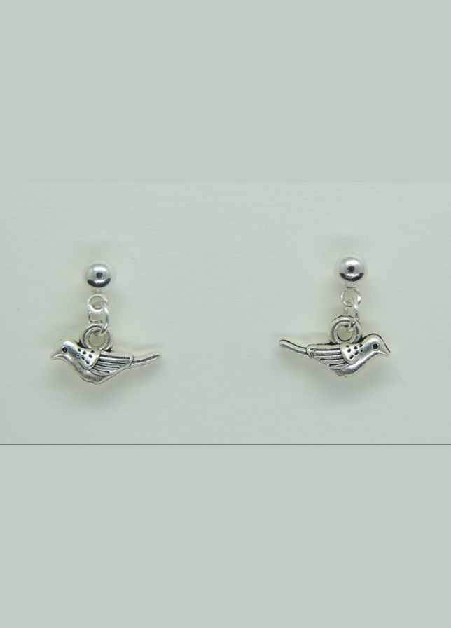 Сережки сережкигвоздики (пусети) Пташка Співоча сріблястий Liresmina Jewelry (285110920)