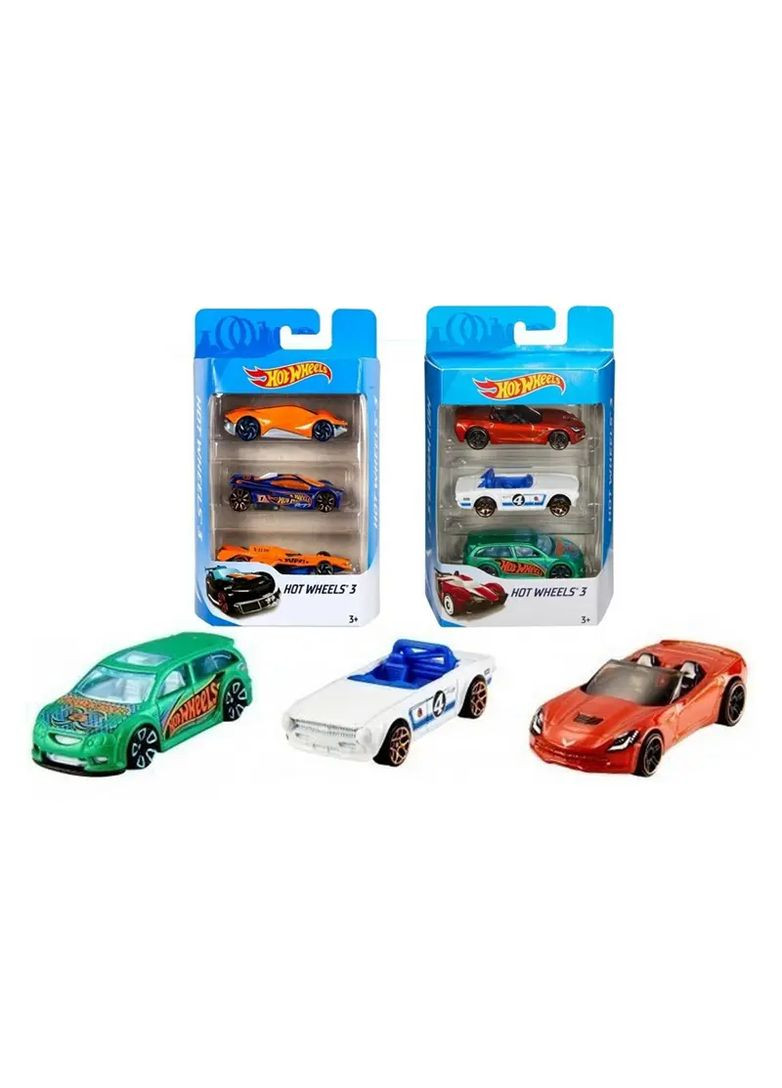 Набір колекційних автомобілів 3 шт пластик, метал в асортименті HOT WHEELS K5904 Mattel Маш0459 (370650499)