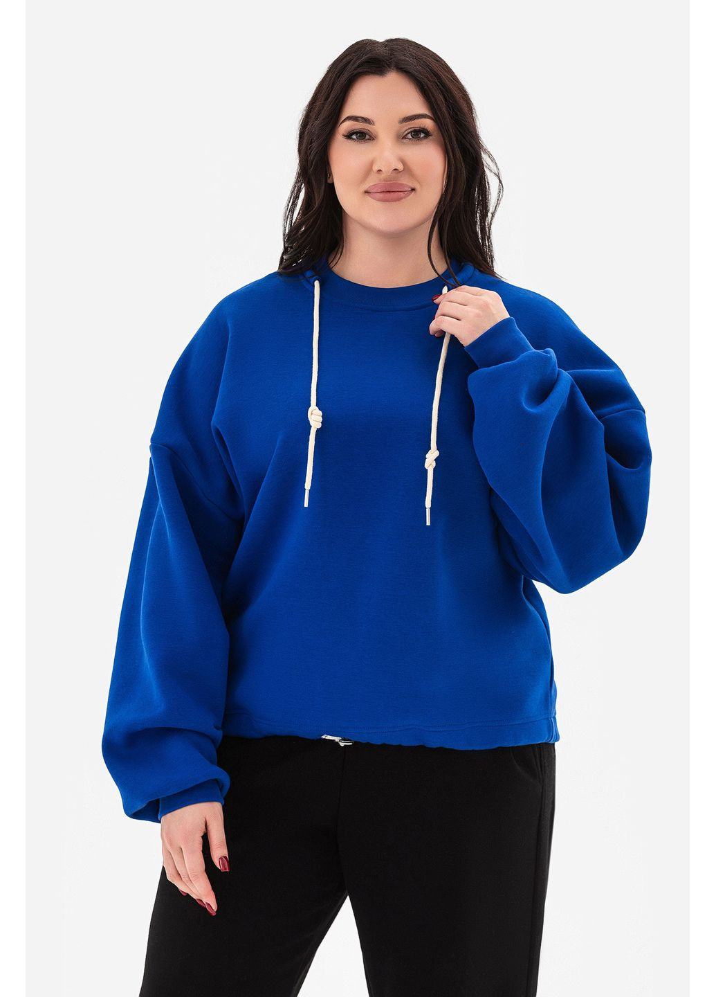 Синий утепленный свитшот over цвета электрик Garne однотонный (368765007)