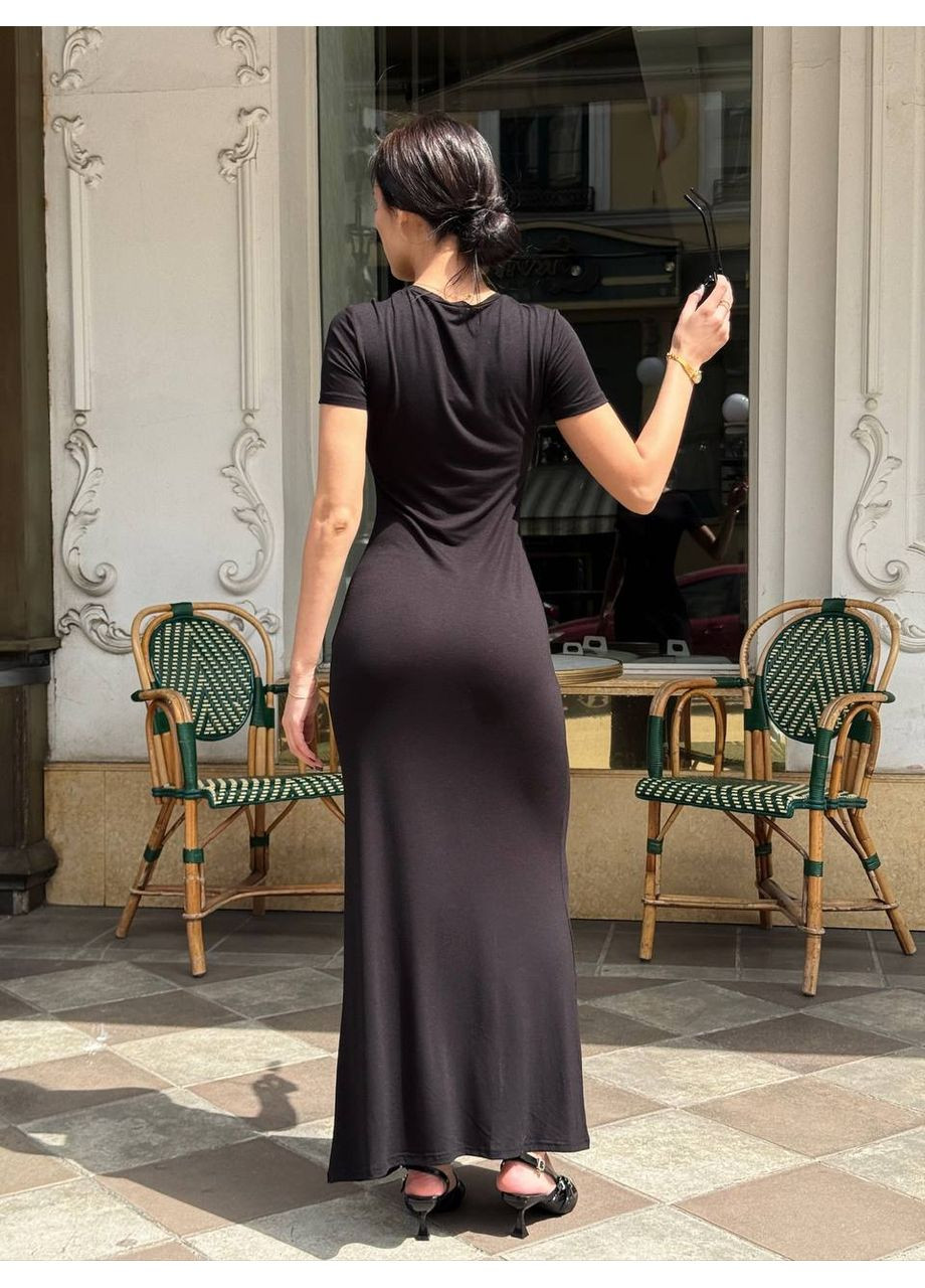 Чорна святковий, повсякденний жіноча сукня максі з віскози силуетна Україна