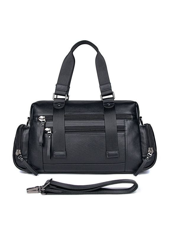 Кожаная дорожная спортивная сумка через плечо черная 7420A John McDee (298684495)