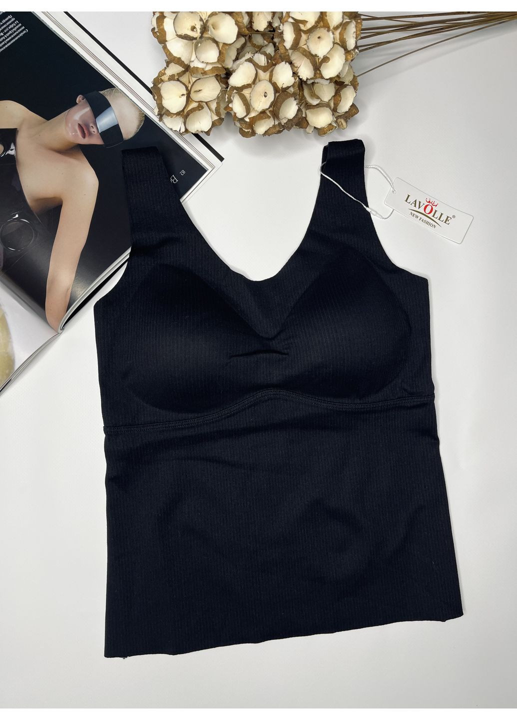 Бюстгальтер-майка в рубчик с несъемным поролоном. Lavolle (361850349)