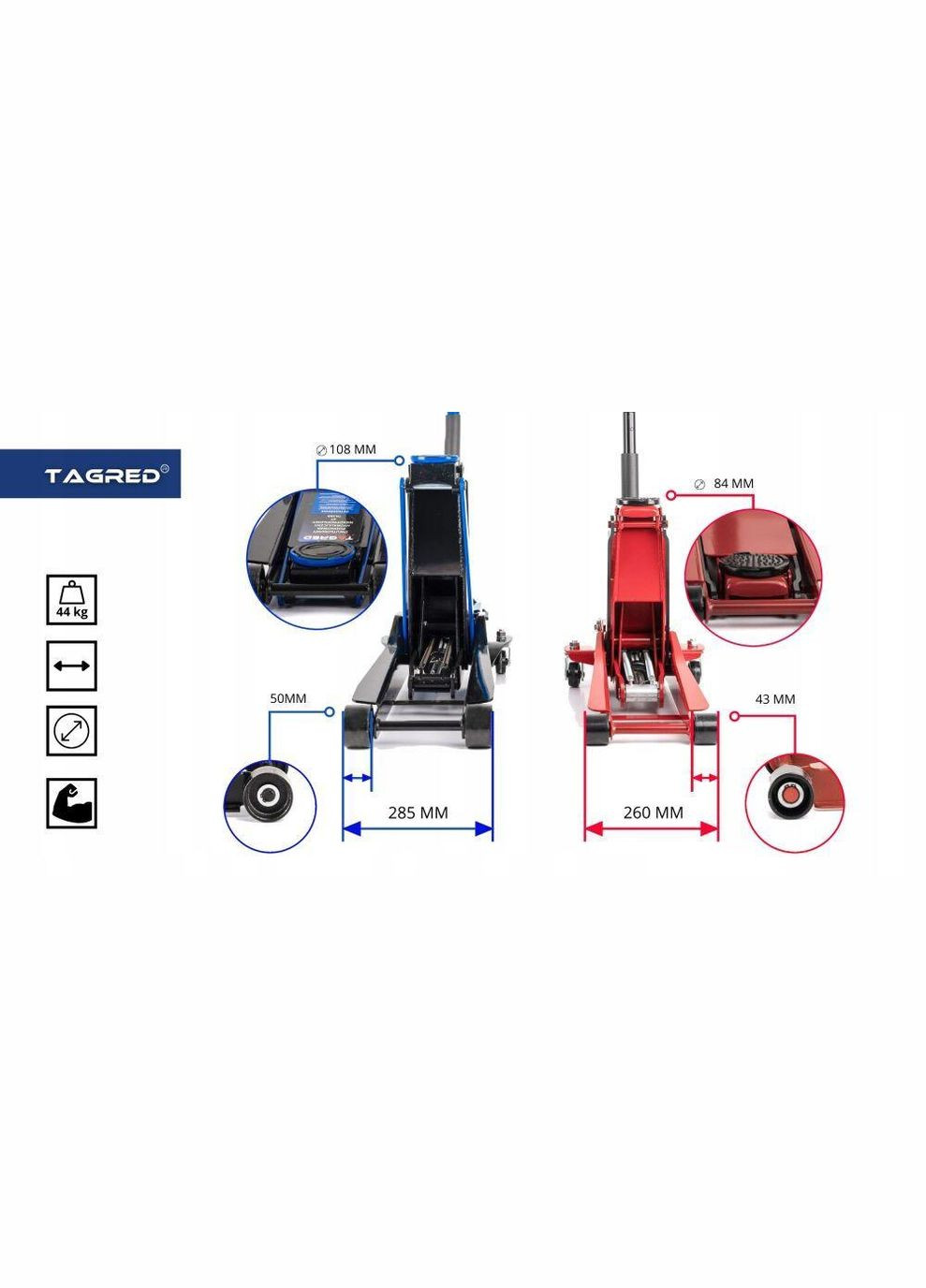 Двухпоршневой низкопрофильный домкрат TA288 4 т Tagred (301214886)
