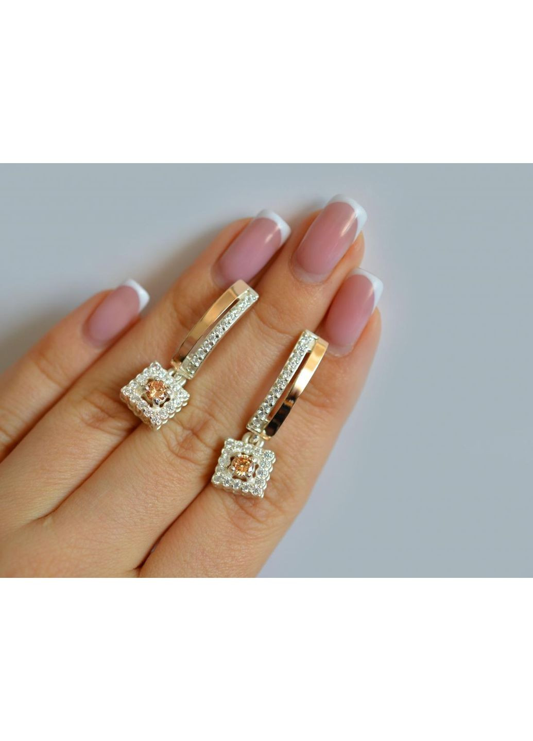 Срібні сережки з золотими пластинами Silver Style (367112127)