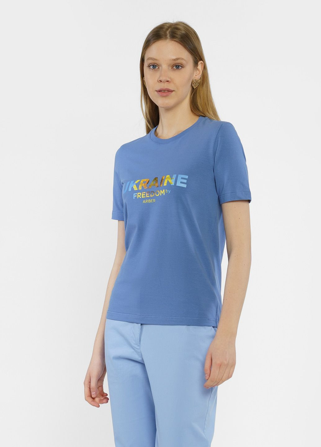 Синяя летняя футболка женская синяя Arber Futbolka WClassic