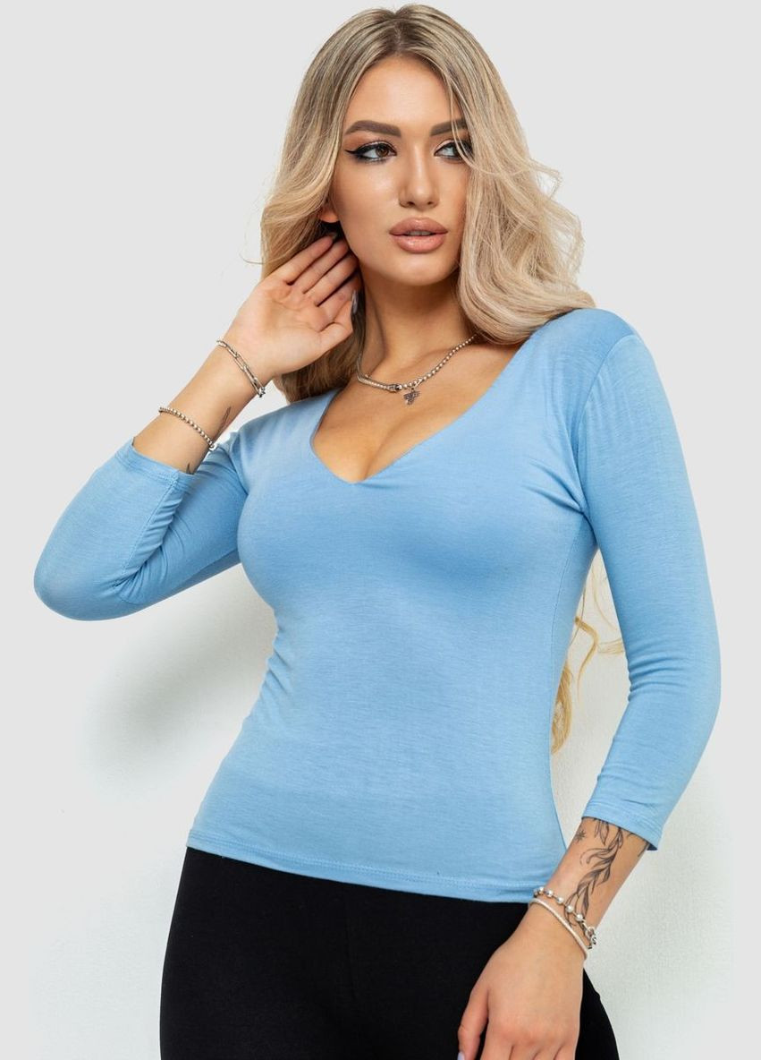 Синяя демисезон футболка женская с удлиненным рукавом, цвет джинс, Ager