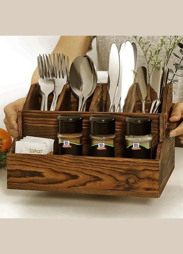 Подставка для столовых приборов из дерева Оспайти латте (ПСП-009116) No Brand (327424317)