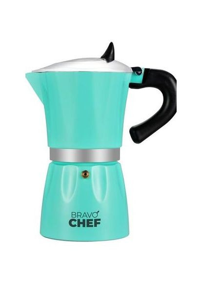 Гейзерна кавоварка chef bc-12100-6 300 мл 6 чашок бірюзова Bravo (313399941)