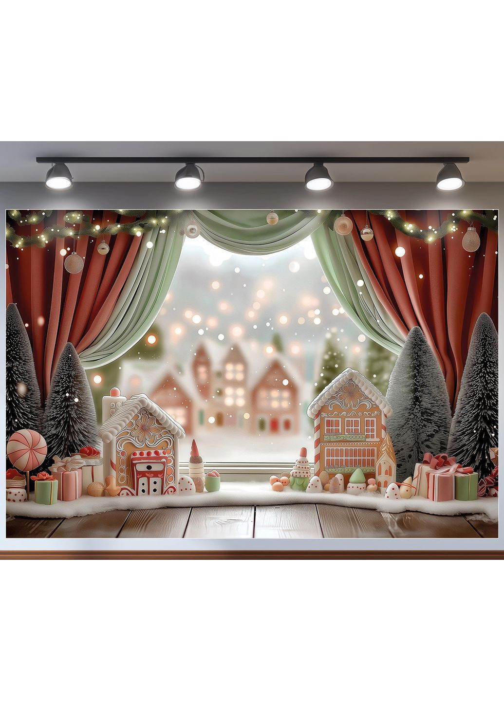 Банер Цукеркове містечко з ялинками на фоні – №46607 Vinylpex (369930235)