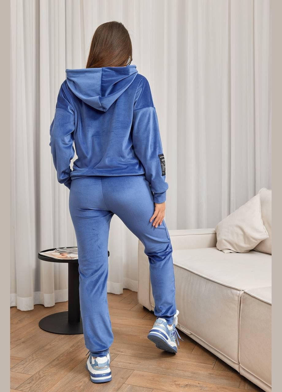 Женский велюровый костюм цвет синий р.48/50 450971 New Trend (282926360)