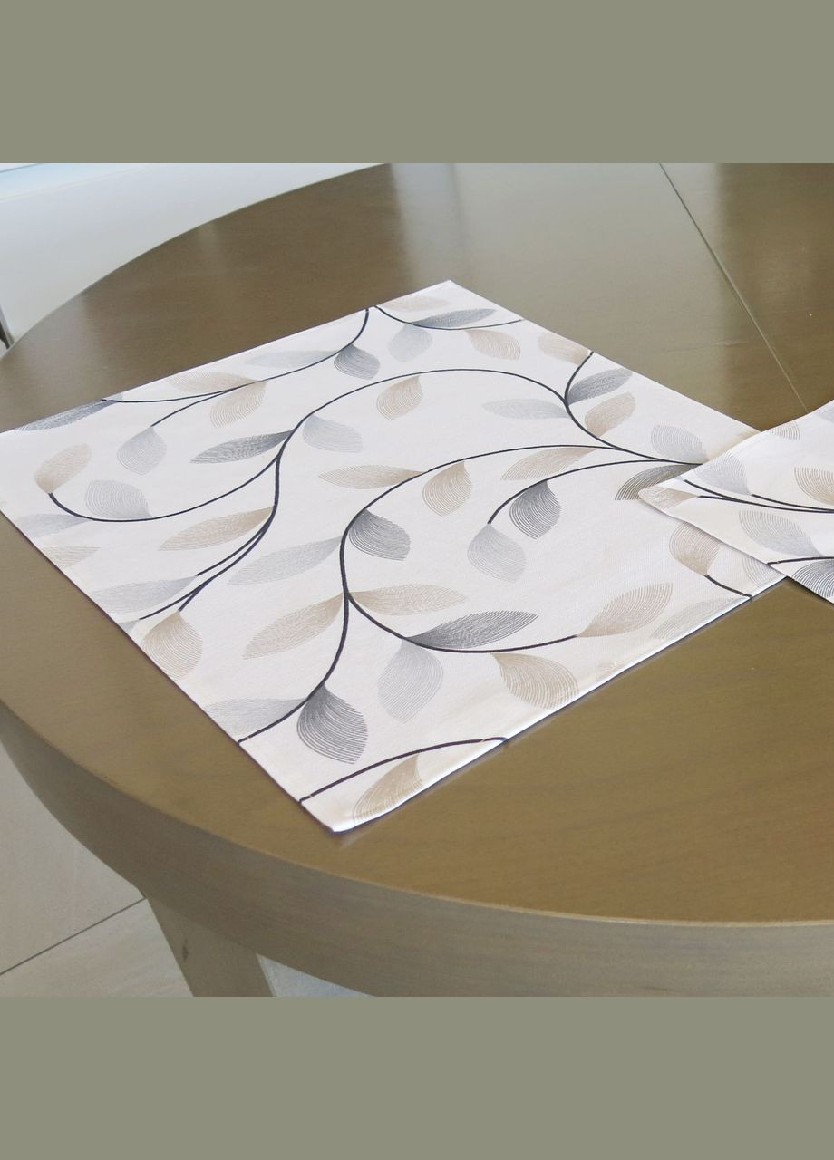 Серветка під тарілку прямокутна біла, серветка підтарільник (набір з 2 серветок) "Ліани" Maystat (305390081)