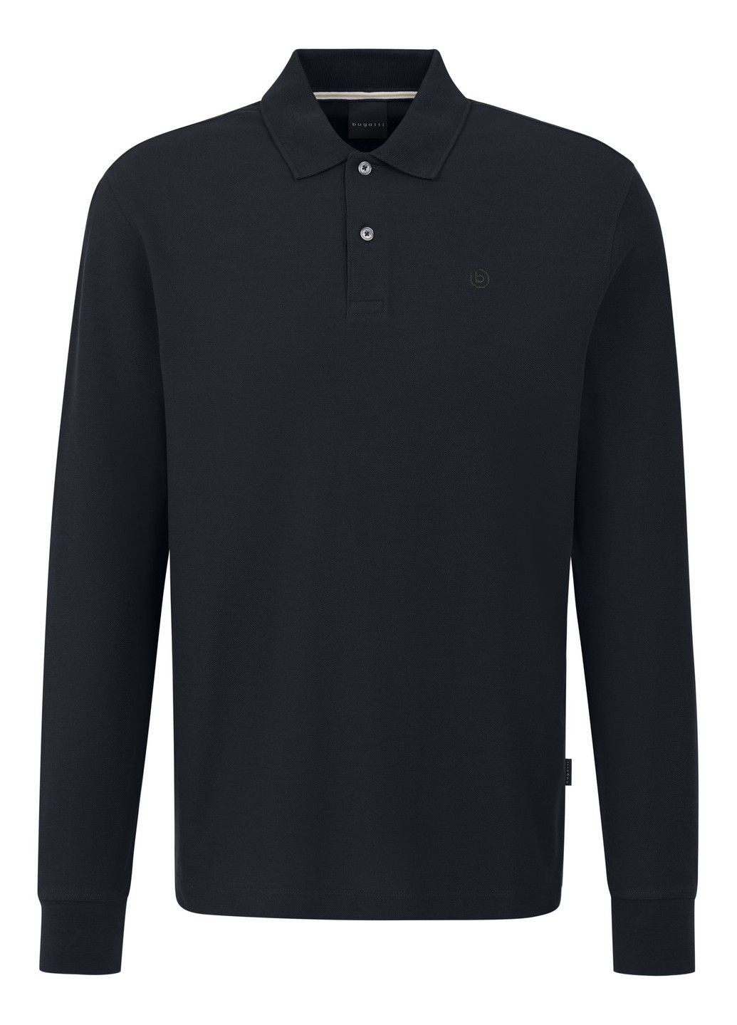Синяя футболка-мужское поло длинный рукав синий для мужчин Bugatti однотонная