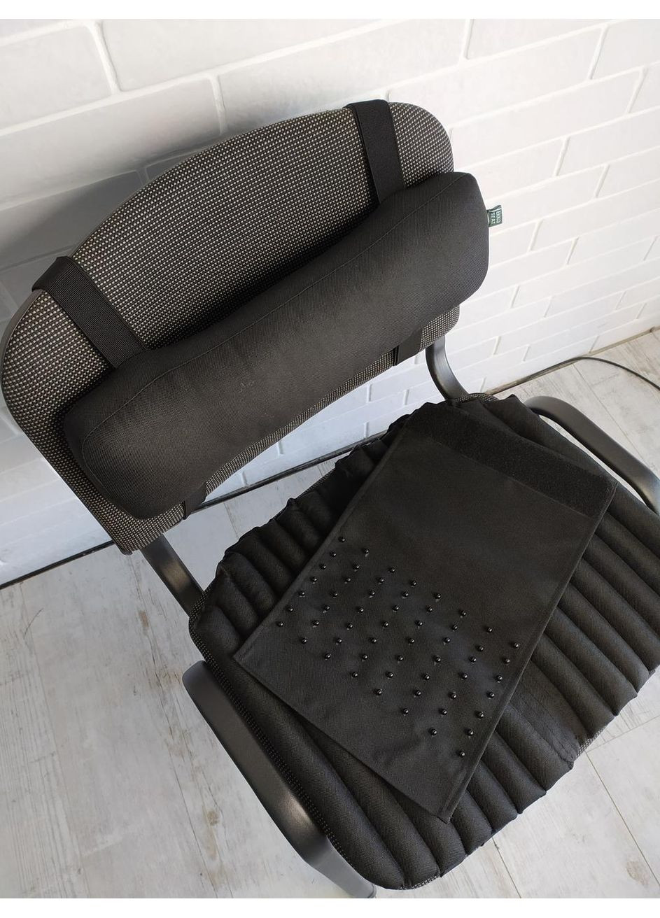 Ергономічні подушки EKKOSEAT на стілець зі знімною масажною накидкою. Набір. Чорний. ST-1G2H-102 Ekko Seat (353718713)