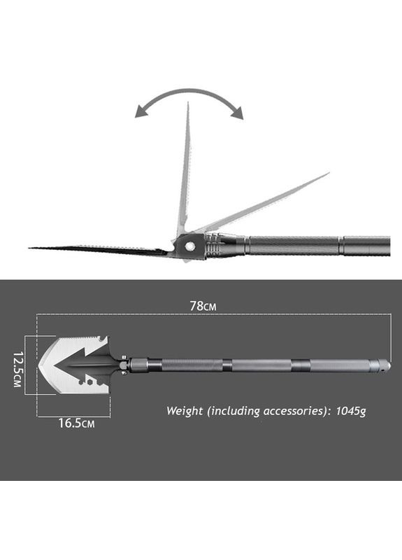 Лопата тактическая многофункциональная Traveler HH004 / для туризма / рыбалки / нож / огниво / бита / чехол No Brand (325432550)