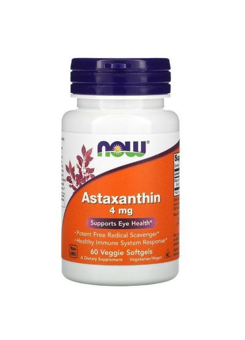 Astaxanthin 4 mg 60 Veg Caps Now Foods (362419206)