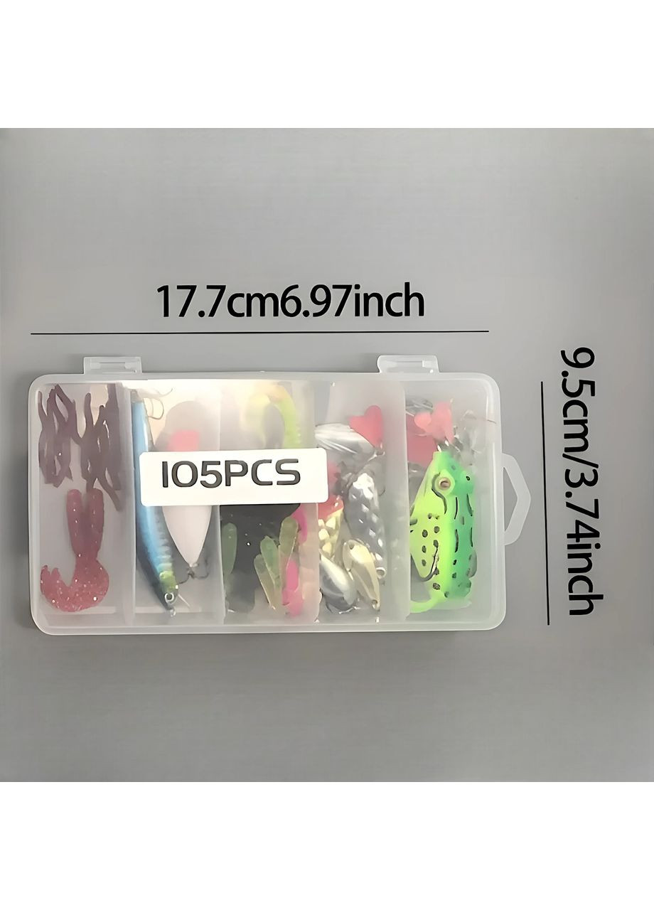 Набор рыболовных силиконовых приманок в коробке: воблеры блесены колебалки спиннербейты, джига фанатик, крючки No Brand (358203057)