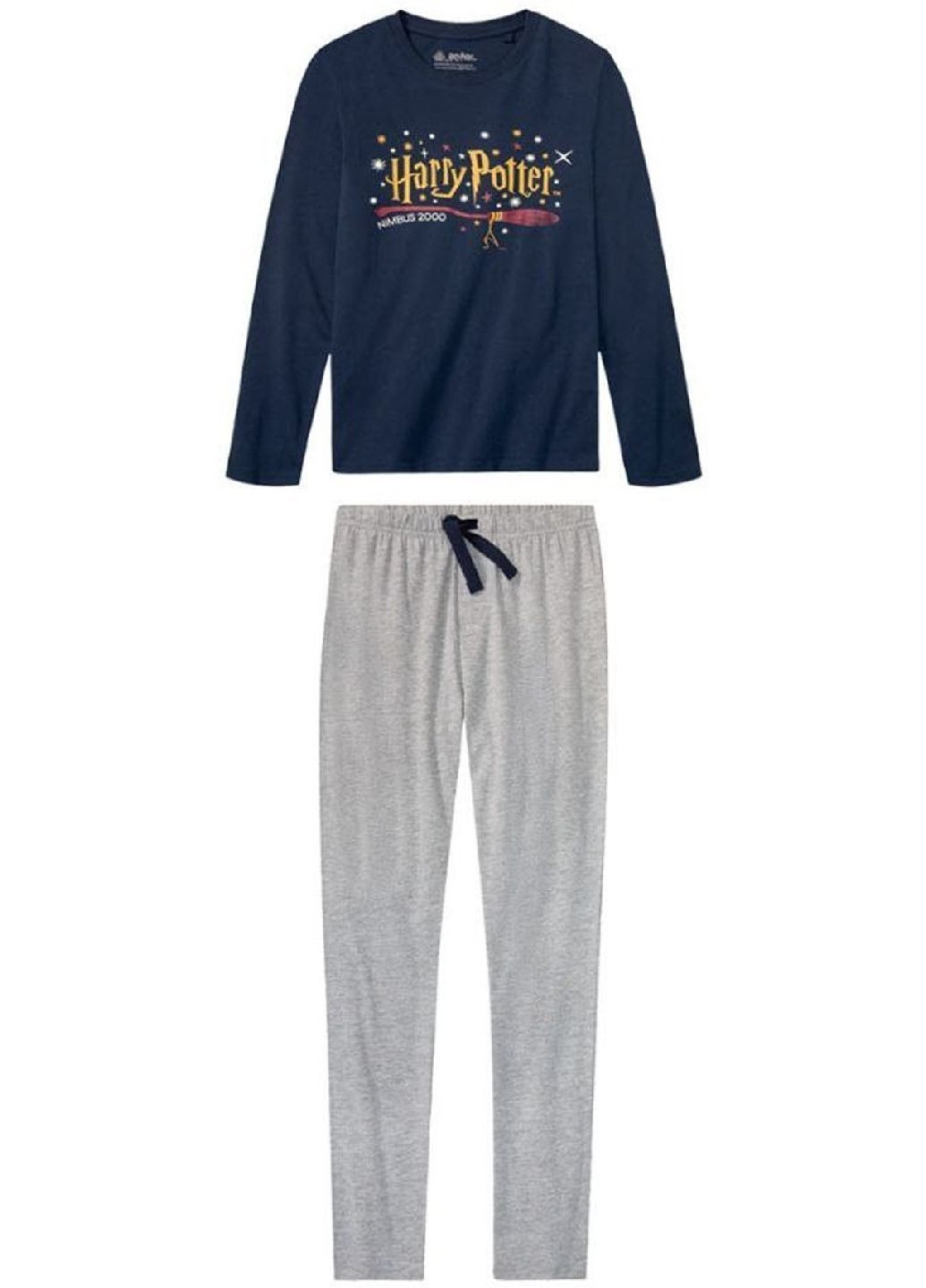 Сіро-синя всесезон бавовняна піжама (лонгслів, штани) лонгслів + брюки Pepperts