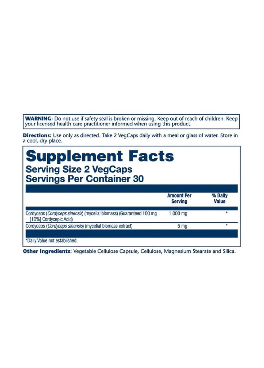 Кордицепс Cordyceps Mushroom Extract 500 мг, 60 капсул. Solaray (365754583)
