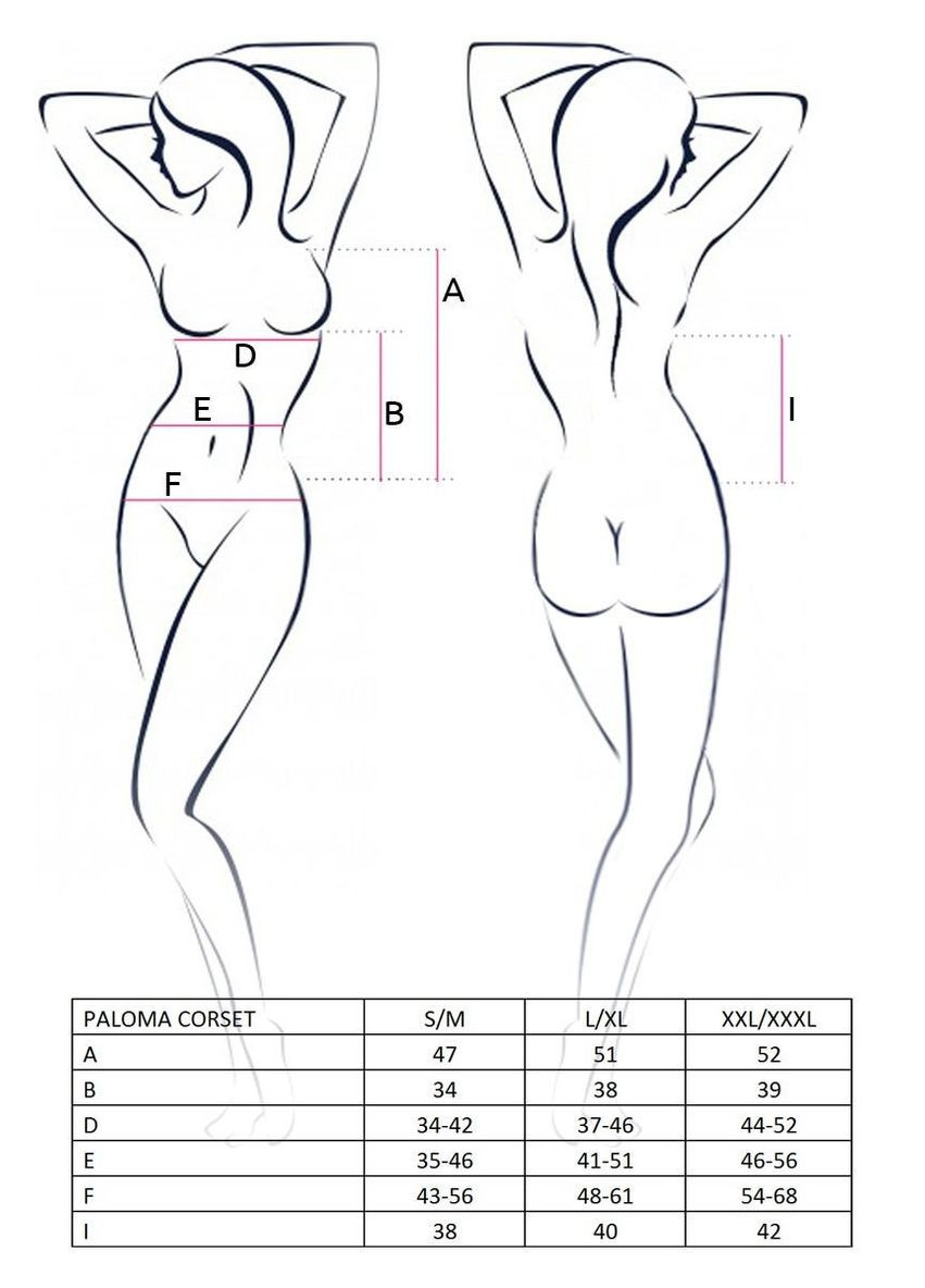 Корсет-сорочка з пажами PALOMA CORSET white, трусики, напівпрозорий Passion (298576476)