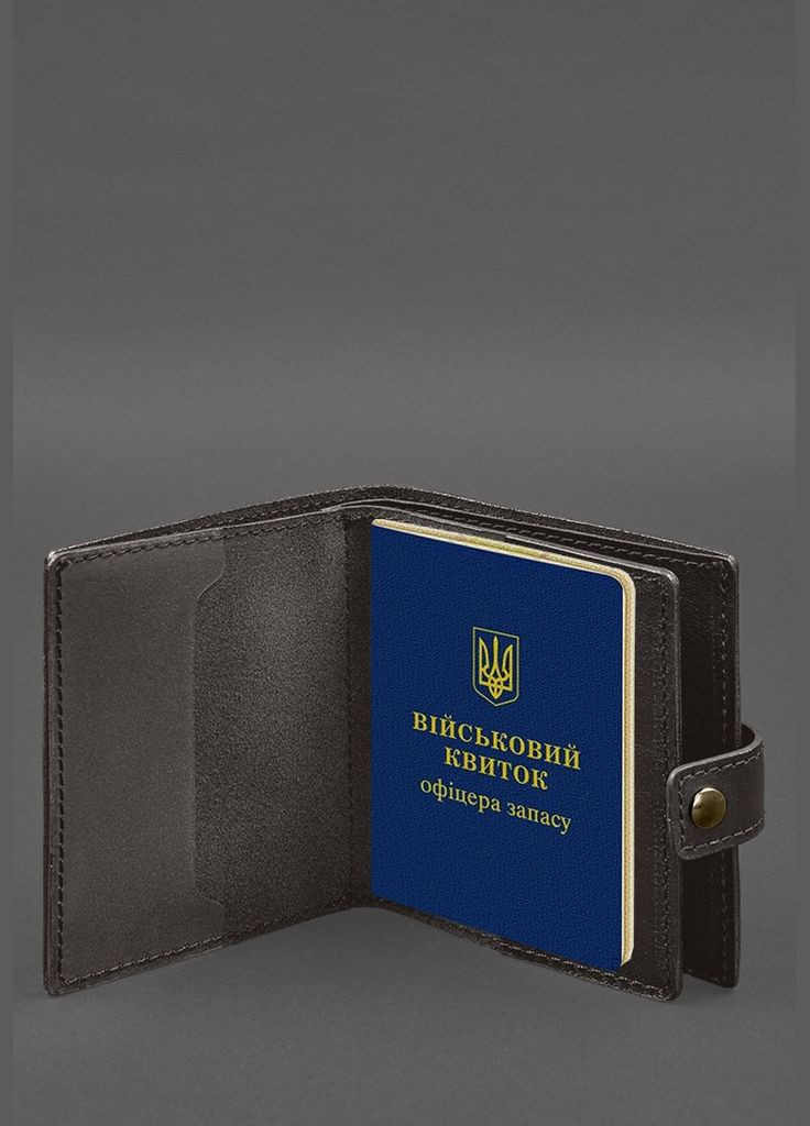 Кожаная обложка-портмоне для военного билета офицера запаса (широкий документ) Тёмно-коричневый (A-028344) BlankNote (328961618)