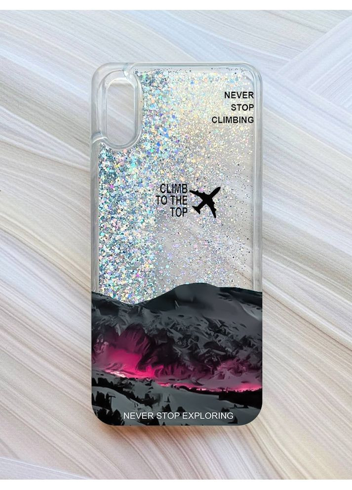 Чохол з плаваючими срібними блискітками на Xiaomi Redmi 9A Піднімись на вершину (принт 419) Creative (370169781)